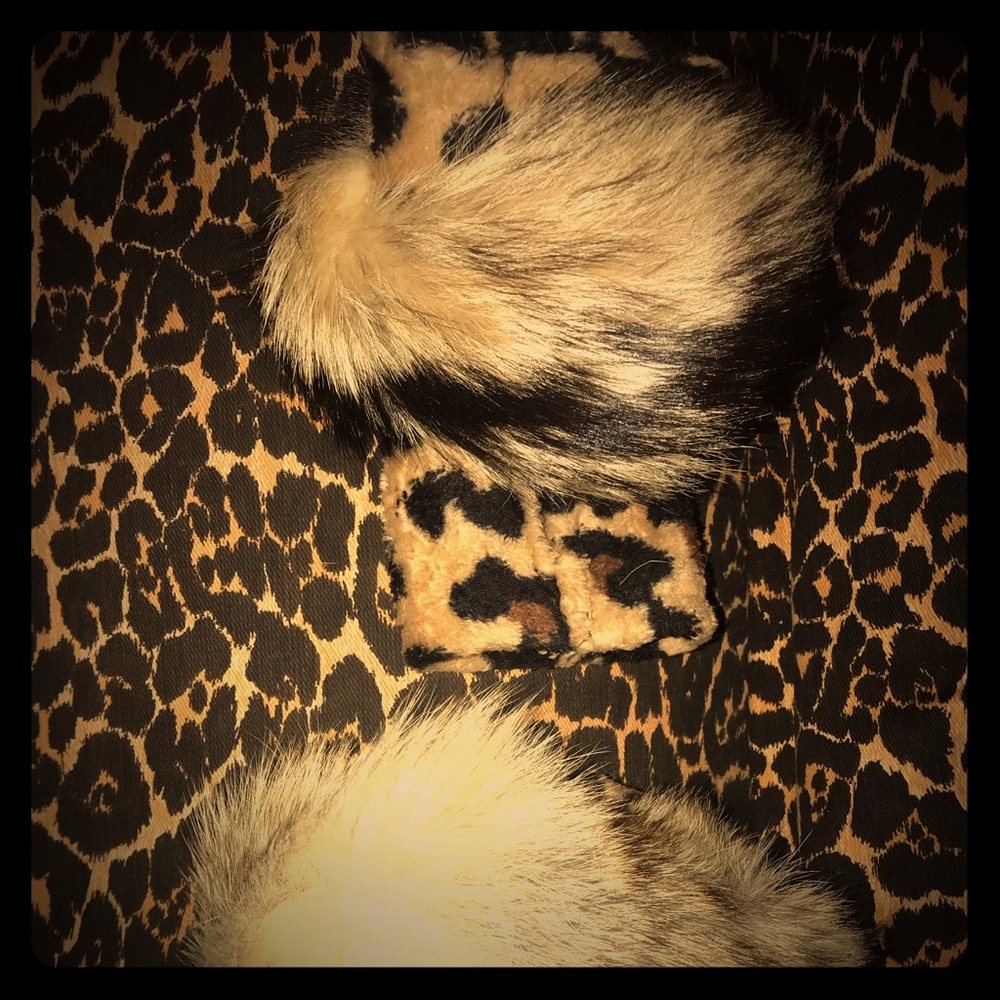 Sexy leopard fur hand gloves